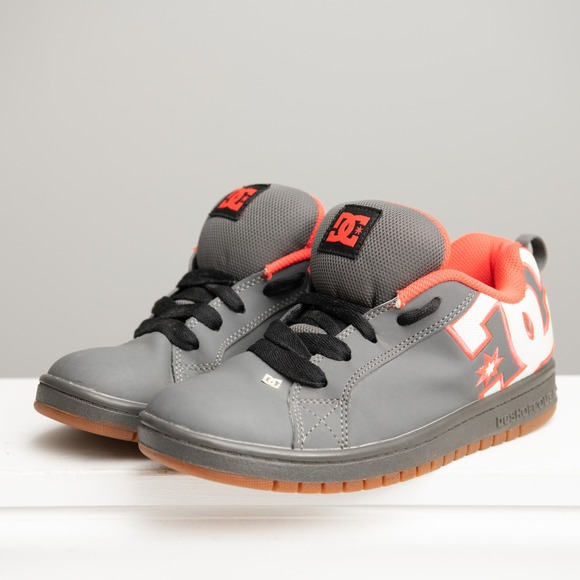 DC Graffik Court Sz 7 Skater Chunky Y2K Skateboarding Emo Grunge Grey Neon Red - Picture 2 of 8